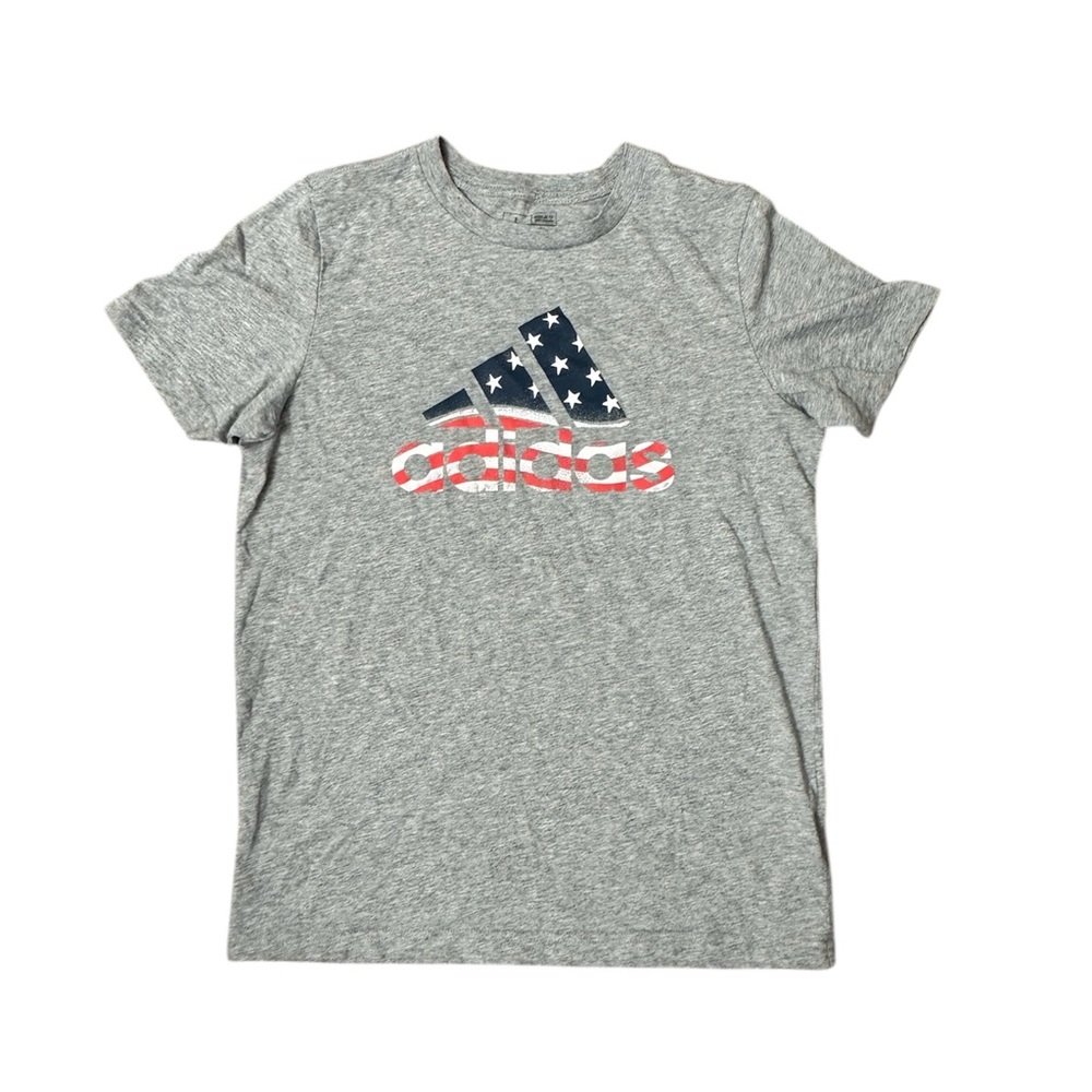 Adidas Gray Kids' T-Shirt with Stars and Stripes Logo